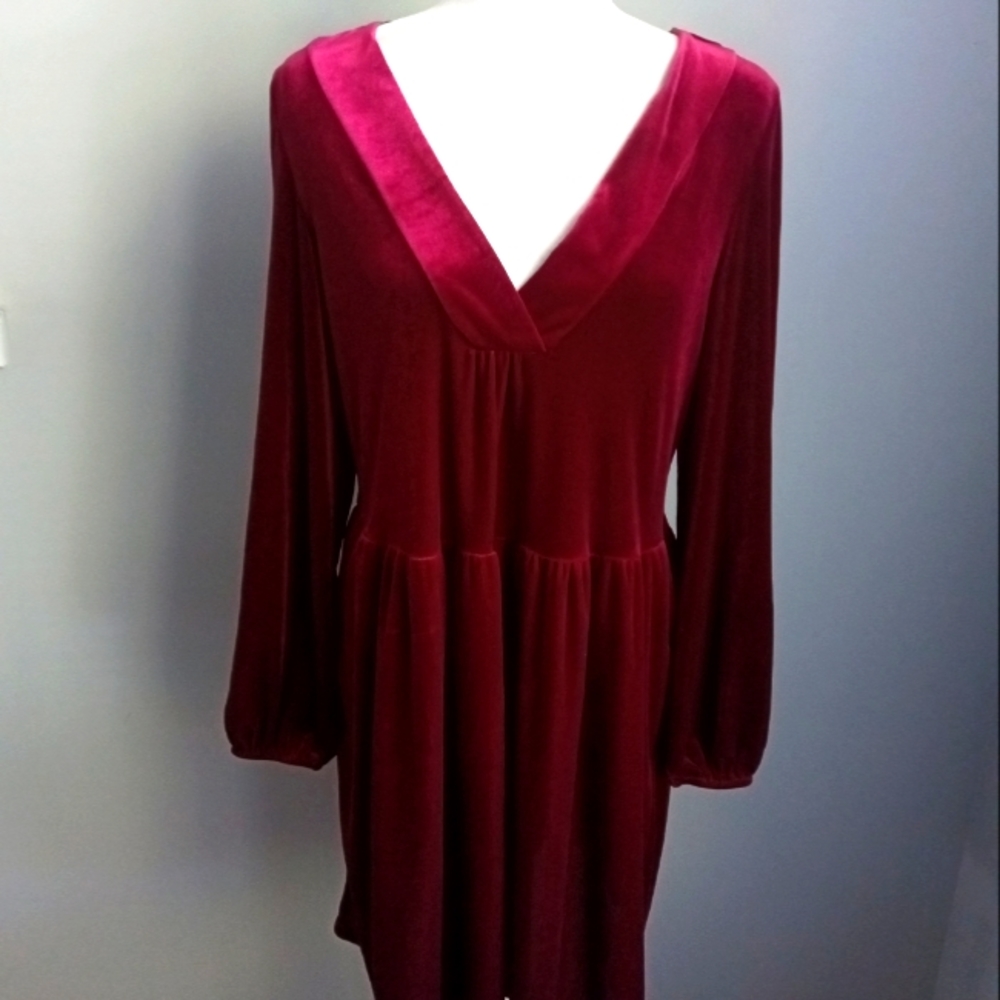 Anthropologie Amadi Greta Velvet Tunic Mini Dress Burgundy Red Size Medium